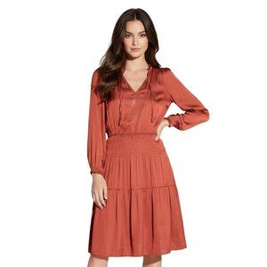 Grade & Gather Rust Smocked Drop Waist Peasant Gypsy Dress Size S Feminine